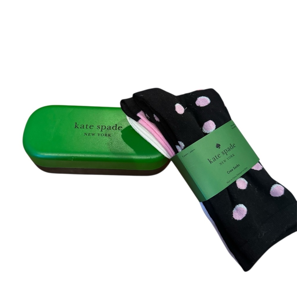 Kate Spade Sunglasses/Eyeglasses case & 3 Pair Crew Socks Gift Set
